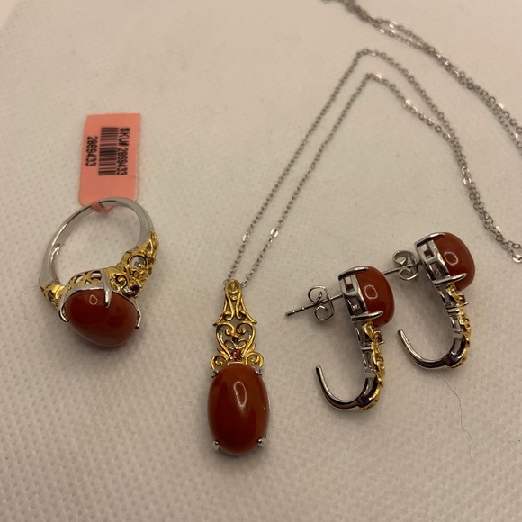 BURMESE RED JADE, GARNET JEWELRY SET - Picture 8 of 8